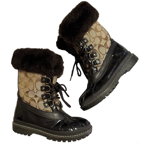 Coach Leonora Women’s Brown Winter Boots Furry Lining - Picture 10 of 14